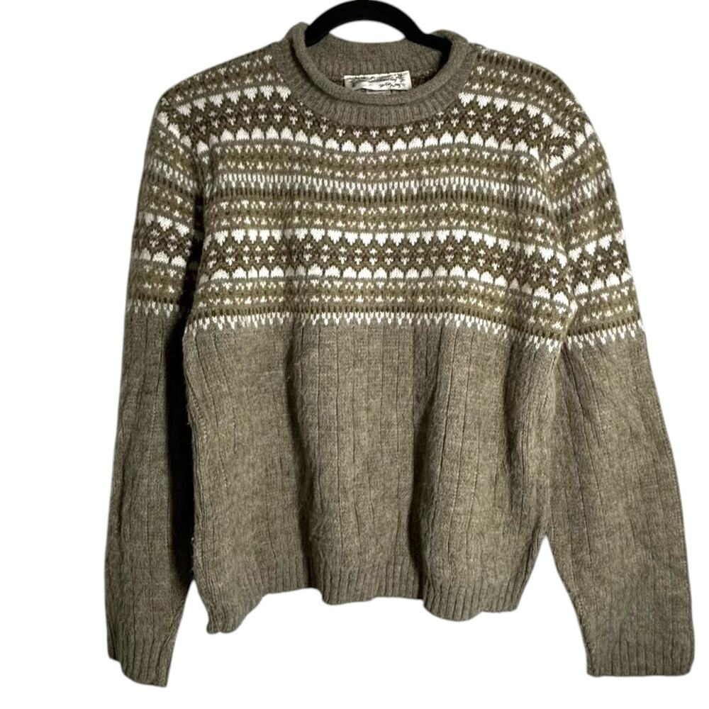 Vintage 90's Harley of Scotland M Cottage Core sweater Fair Isle Wool Old money